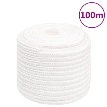 vidaXL Valties virvė, visiškai balta, 16mm, 100m, polipropilenas