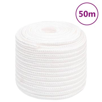 vidaXL Valties virvė, visiškai balta, 18mm, 50m, polipropilenas