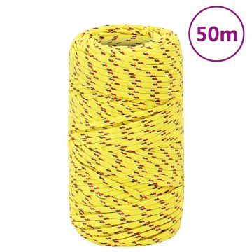 vidaXL Valties virvė, geltonos spalvos, 2mm, 50m, polipropilenas