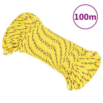 vidaXL Valties virvė, geltonos spalvos, 3mm, 100m, polipropilenas