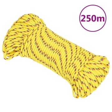 vidaXL Valties virvė, geltonos spalvos, 3mm, 250m, polipropilenas