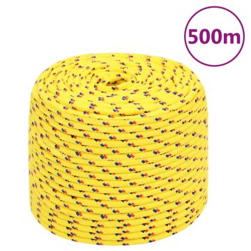 vidaXL Valties virvė, geltonos spalvos, 10mm, 500m, polipropilenas