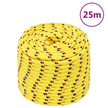 vidaXL Valties virvė, geltonos spalvos, 14mm, 25m, polipropilenas