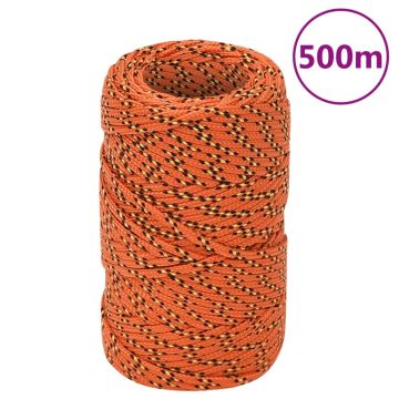 vidaXL Valties virvė, oranžinės spalvos, 2mm, 500m, polipropilenas