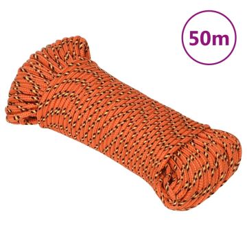 vidaXL Valties virvė, oranžinės spalvos, 3mm, 50m, polipropilenas
