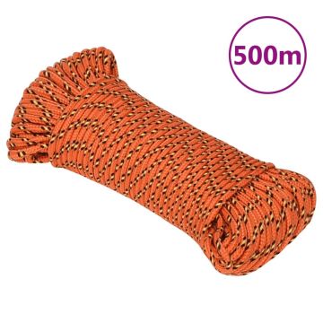vidaXL Valties virvė, oranžinės spalvos, 3mm, 500m, polipropilenas