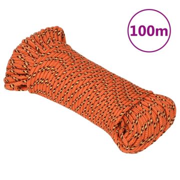 vidaXL Valties virvė, oranžinės spalvos, 5mm, 100m, polipropilenas
