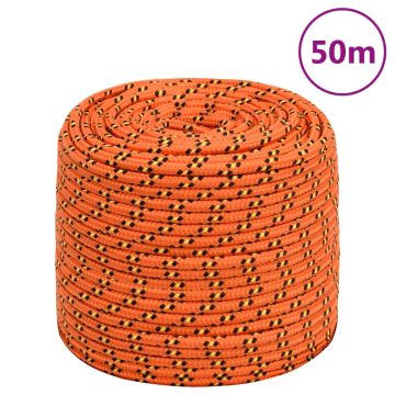 vidaXL Valties virvė, oranžinės spalvos, 6mm, 50m, polipropilenas