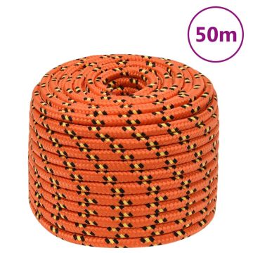 vidaXL Valties virvė, oranžinės spalvos, 12mm, 50m, polipropilenas