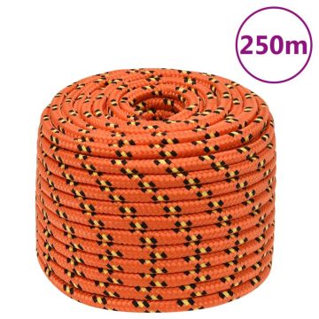 vidaXL Valties virvė, oranžinės spalvos, 12mm, 250m, polipropilenas