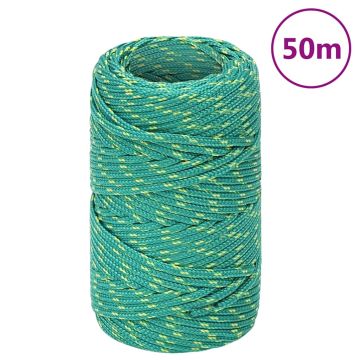 vidaXL Valties virvė, žalios spalvos, 2mm, 50m, polipropilenas