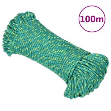 vidaXL Valties virvė, žalios spalvos, 4mm, 100m, polipropilenas