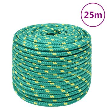 vidaXL Valties virvė, žalios spalvos, 14mm, 25m, polipropilenas