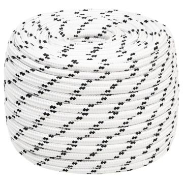 vidaXL Pinta valties virvė, baltos spalvos, 14mmx25m, poliesteris