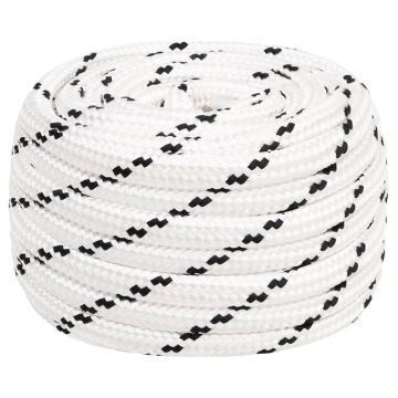 vidaXL Pinta valties virvė, baltos spalvos, 16mmx25m, poliesteris