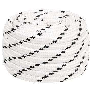 vidaXL Pinta valties virvė, baltos spalvos, 18mmx25m, poliesteris
