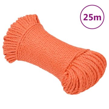 vidaXL Darbo virvė, oranžinės spalvos, 3mm, 25m, polipropilenas
