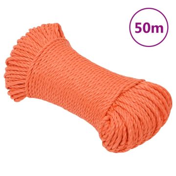 vidaXL Darbo virvė, oranžinės spalvos, 6mm, 50m, polipropilenas