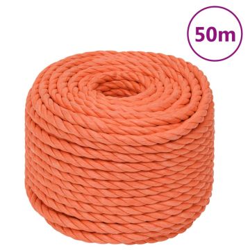 vidaXL Darbo virvė, oranžinės spalvos, 12mm, 50m, polipropilenas