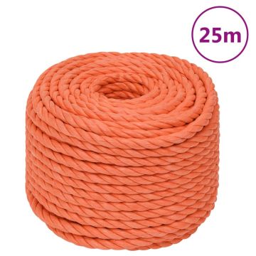 vidaXL Darbo virvė, oranžinės spalvos, 14mm, 25m, polipropilenas