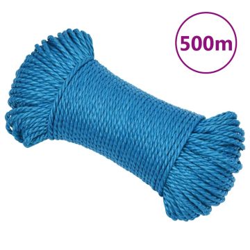 vidaXL Darbo virvė, mėlynos spalvos, 3mm, 500m, polipropilenas