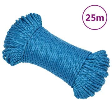 vidaXL Darbo virvė, mėlynos spalvos, 6mm, 25m, polipropilenas