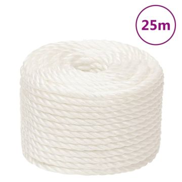 vidaXL Darbo virvė, baltos spalvos, 10mm, 25m, polipropilenas