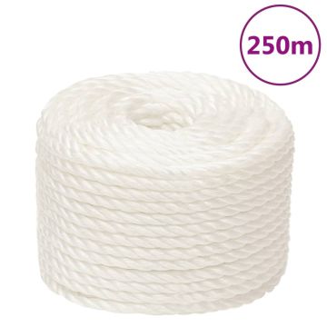vidaXL Darbo virvė, baltos spalvos, 14mm, 250m, polipropilenas