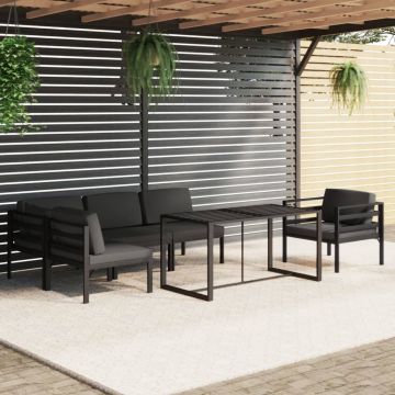 vidaXL Sodo komplektas su pagalvėlėmis, 6 dalių, antracito, aliuminis