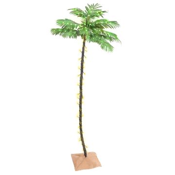 vidaXL Palmė su 136 šiltomis baltomis LED lemputėmis, 220cm