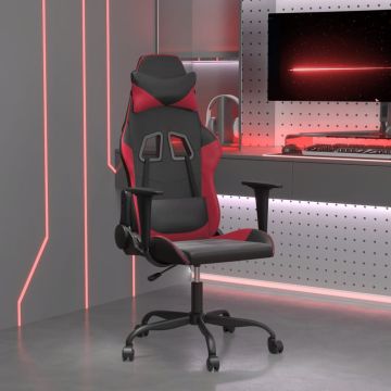 vidaXL Masažinė žaidimų kėdė, juoda ir vyno raudona, dirbtinė oda