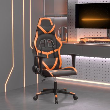 vidaXL Masažinė žaidimų kėdė, juoda ir oranžinė, dirbtinė oda