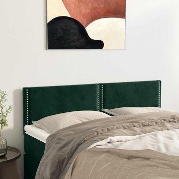 vidaXL Galvūgaliai, 2vnt., tamsiai žali, 72x5x78/88cm, aksomas