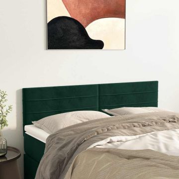 vidaXL Galvūgaliai, 2vnt., tamsiai žali, 72x5x78/88cm, aksomas