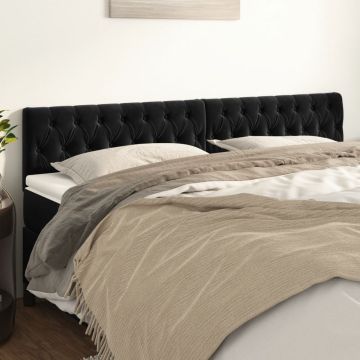 vidaXL Galvūgalis, 2vnt., juodos spalvos, 100x7x78/88cm, aksomas