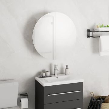 vidaXL Vonios kambario spintelė su veidrodžiu/LED, balta, 40x40x17,5cm