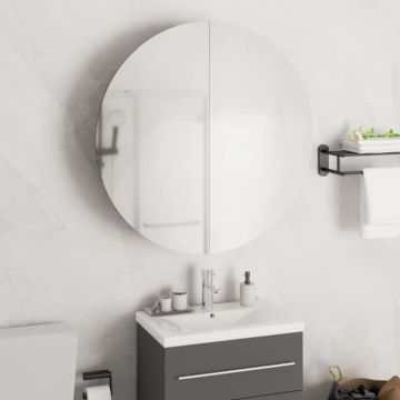 vidaXL Vonios kambario spintelė su veidrodžiu/LED, juoda, 54x54x17,5cm