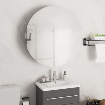 vidaXL Vonios spintelė su veidrodžiu ir LED, ąžuolo, 54x54x17,5cm