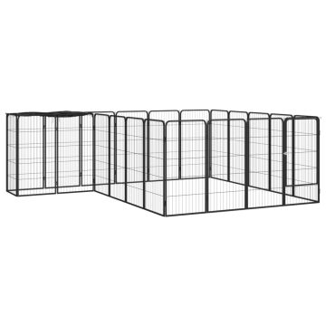 vidaXL Šunų aptvaras, 22 segmentai, juodas, 50x100cm, plienas