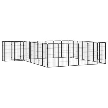 vidaXL Šunų aptvaras, 30 segmentų, juodas, 50x100cm, plienas