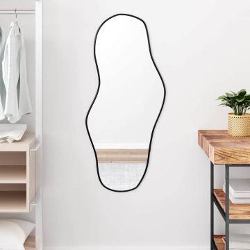 vidaXL Sieninis veidrodis, juodos spalvos, 100x45cm