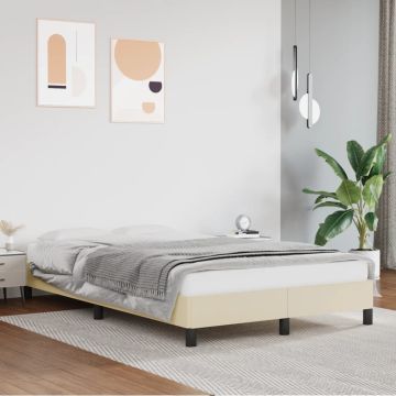 vidaXL Lovos rėmas, kreminės spalvos, 120x200cm, dirbtinė oda