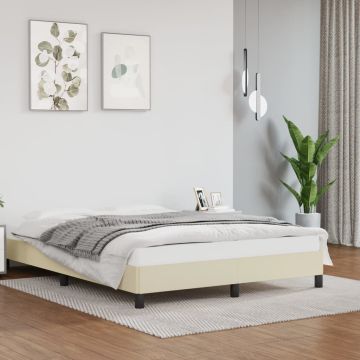 vidaXL Lovos rėmas, kreminis, 140x190cm, dirbtinė oda