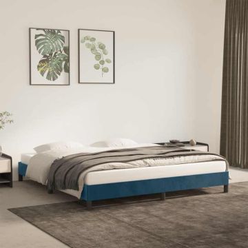 vidaXL Lovos rėmas be čiužinio tamsiai mėlynas 160x200 cm aksomas