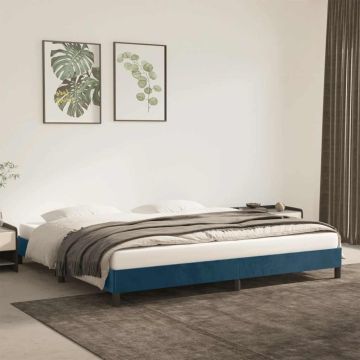 vidaXL Lovos rėmas be čiužinio tamsiai mėlynas 200x200 cm aksomas