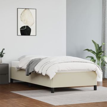 vidaXL Lovos rėmas, kreminis, 90x190 cm, dirbtinė oda