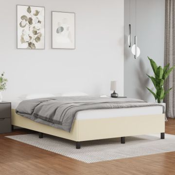 vidaXL Lovos rėmas, kreminis, 140x190cm, dirbtinė oda