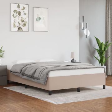 vidaXL Lovos rėmas, kapučino spalvos, 140x190 cm, dirbtinė oda