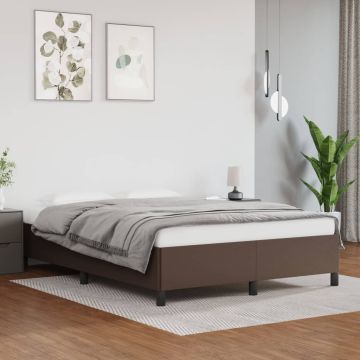vidaXL Lovos rėmas, rudos, 140x200cm, dirbtinė oda