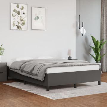 vidaXL Lovos rėmas, pilkos, 140x200cm, dirbtinė oda